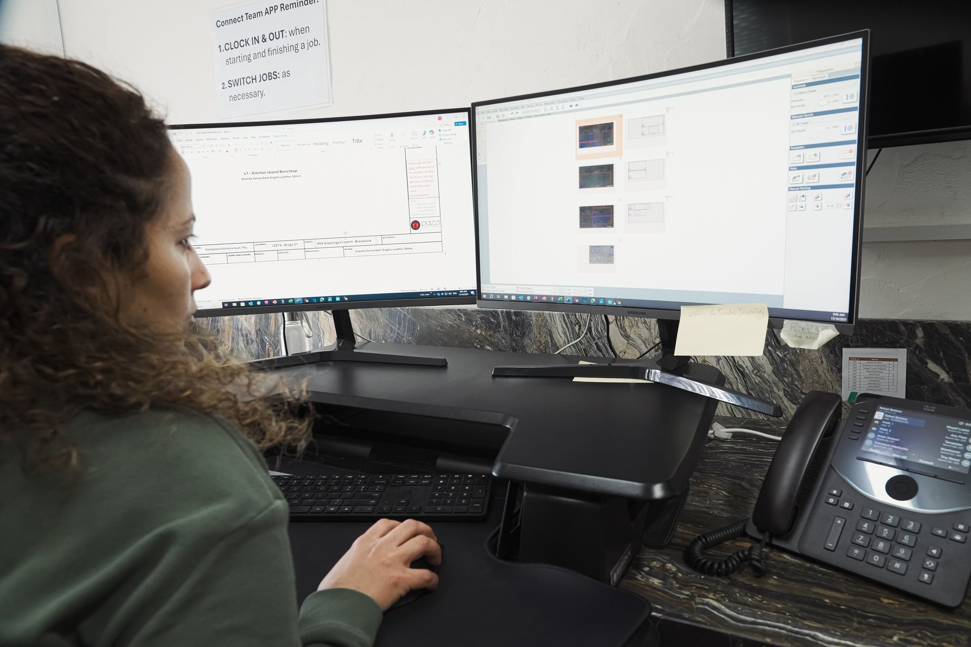 Digital CAD drafting of custom stone benchtops and architectural cladding for residential project.