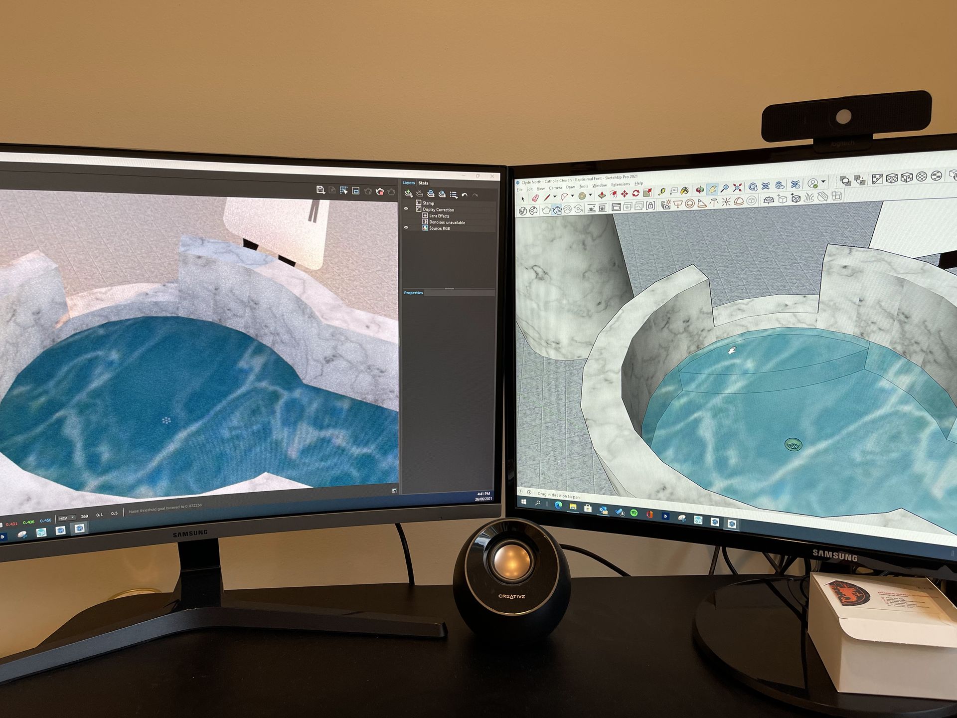 Digital CAD drafting of custom stone benchtops and architectural cladding for religious project.